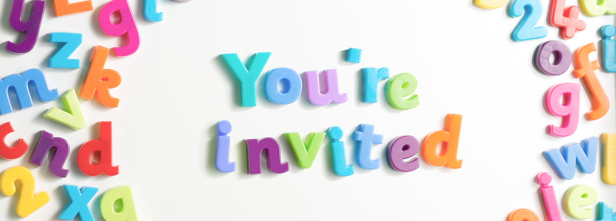 'You are invited' writing.