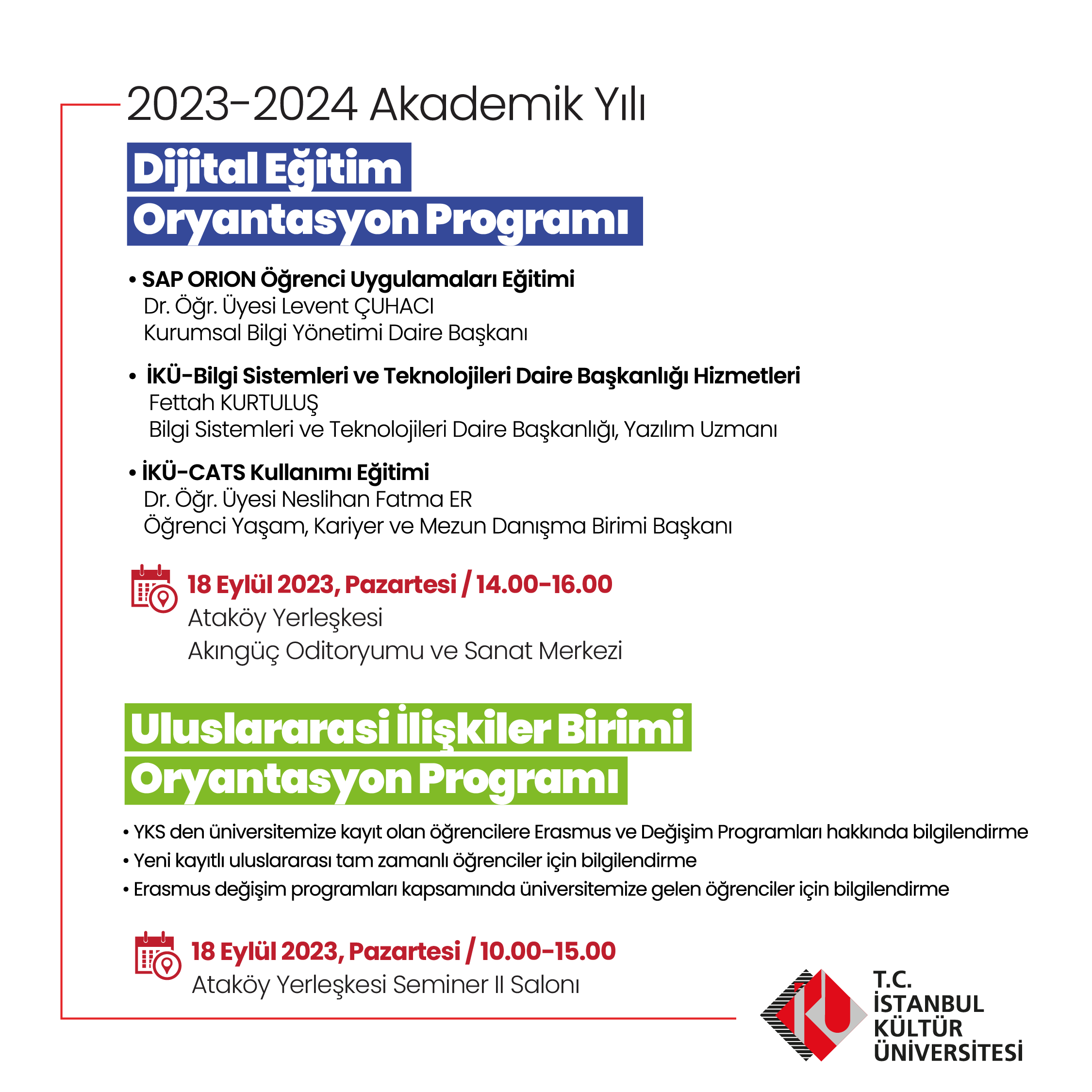 Uluslararası İlişkiler Birimi Oryantasyon Programı