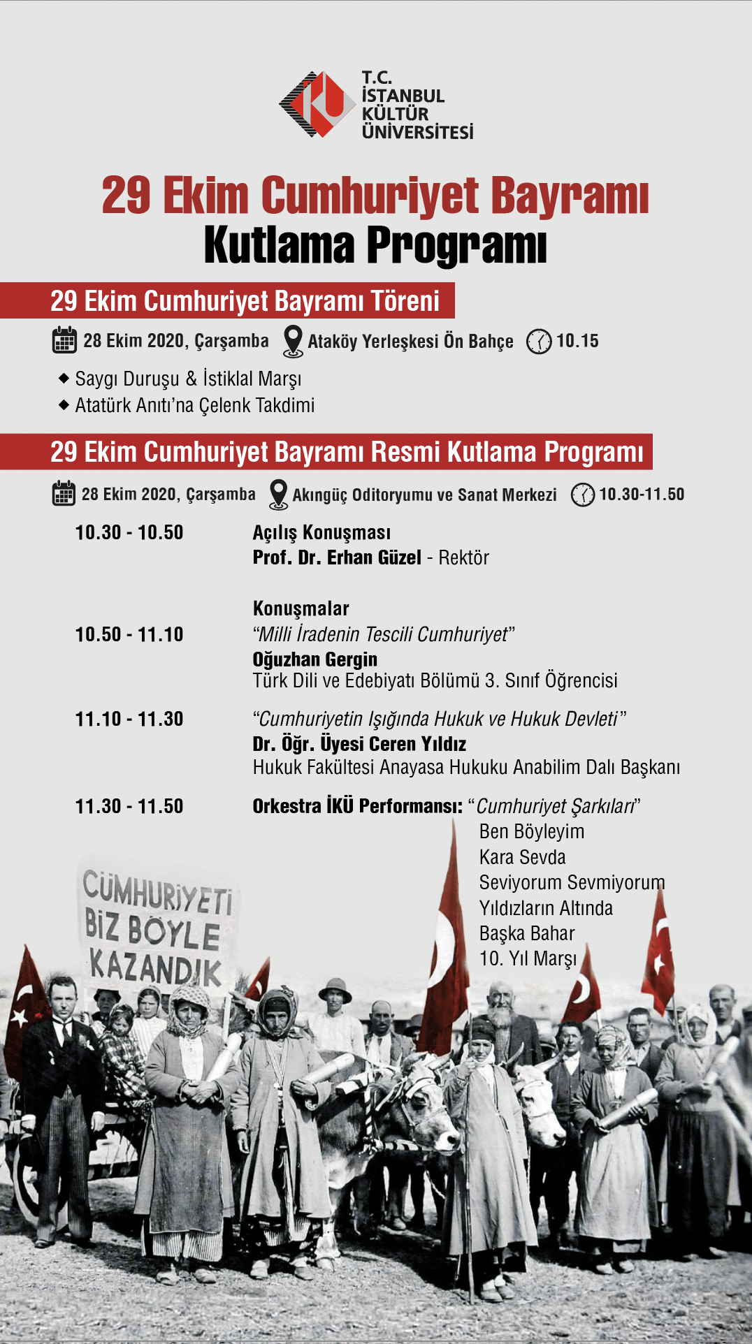 29 Ekim Cumhuriyet Bayramı Kutlama Programı