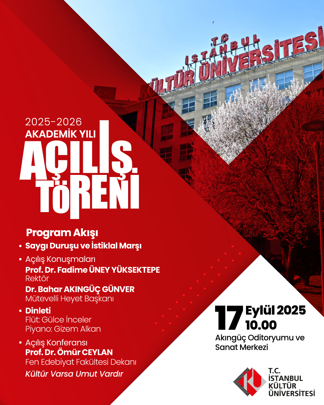 İstanbul Kültür Üniversitesi 2025-2026 Akademik Yılı Açılış Töreni