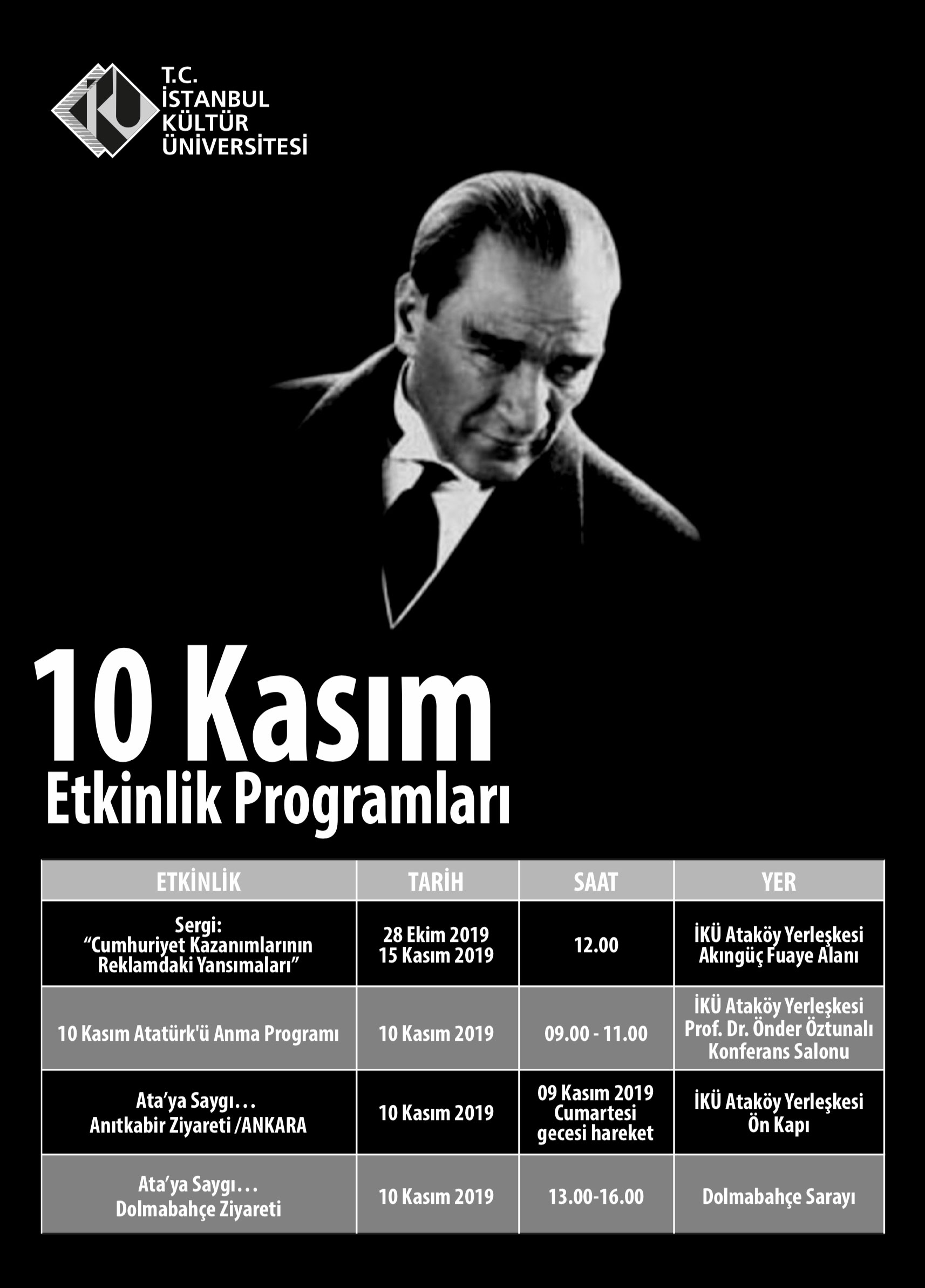 10 Kasım Atatürk'ü Anma Günü Programı