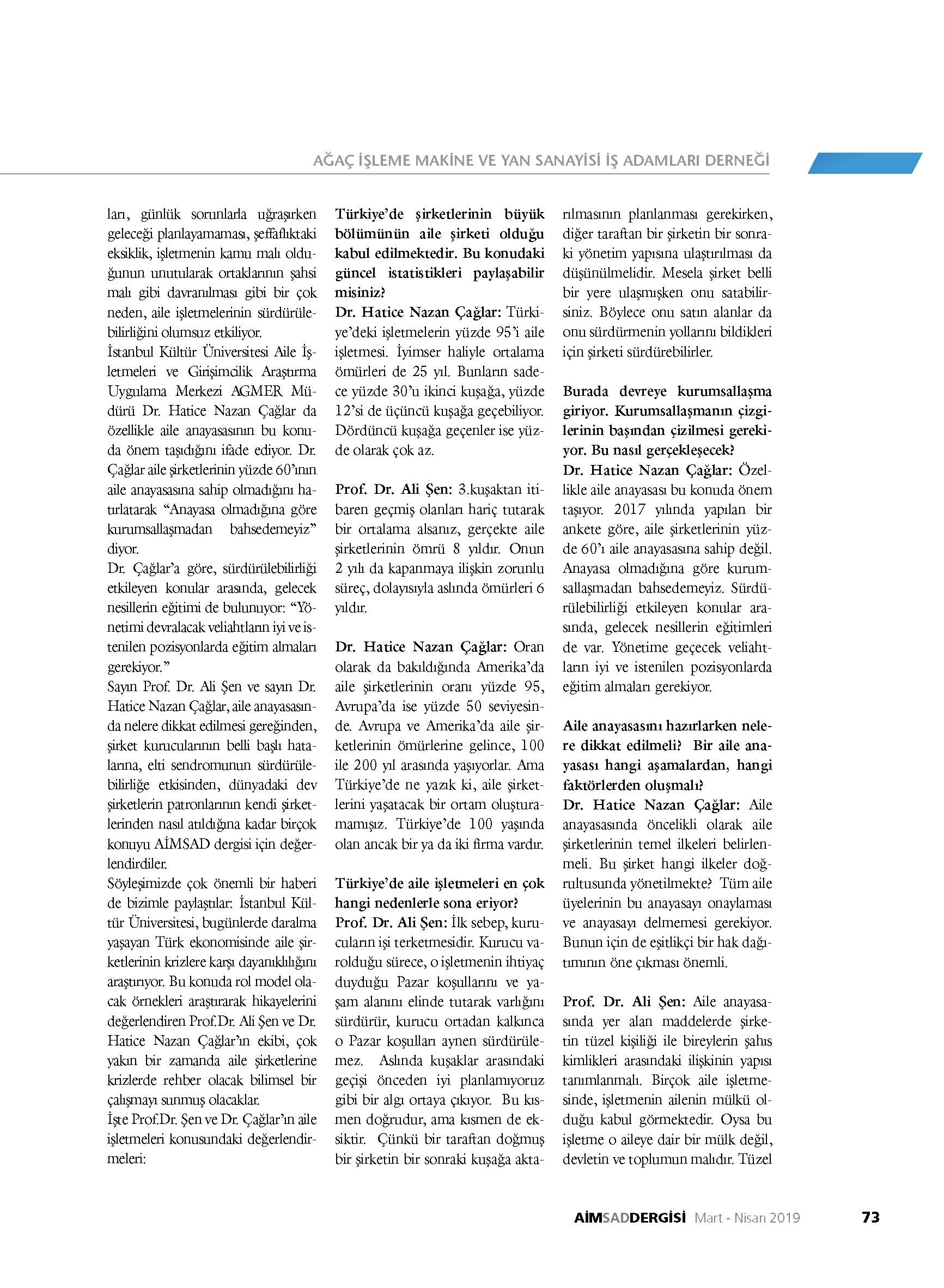 AİMSAD Dergisi 